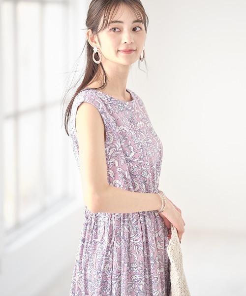Cookie Chocolate(クッキーチョコレート)の「リーフプリントティアードワンピース(ワンピース・レディース・ベージュ/ピンク・MEDIUM)」の8枚目の写真