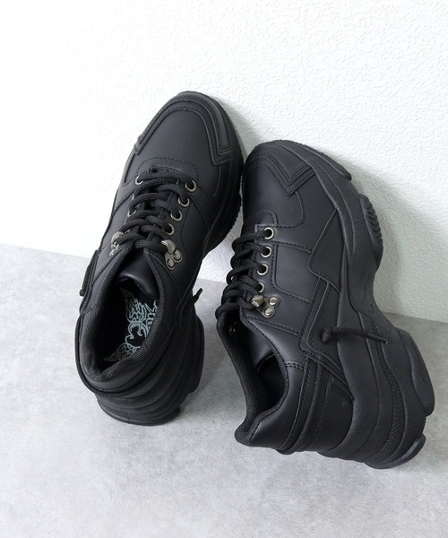 LOVEHUNTER(ラブハンター)の「LoveHunter /軽量約6.5cmソール 厚底ダッドスニーカー(1556)(スニーカー・レディース・ホワイト/ブラック/ブラック×ブラック・LL/3L/M/L/S)」の10枚目の写真