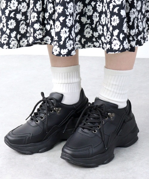 LOVEHUNTER(ラブハンター)の「LoveHunter /軽量約6.5cmソール 厚底ダッドスニーカー(1556)(スニーカー・レディース・ホワイト/ブラック/ブラック×ブラック・LL/3L/M/L/S)」の11枚目の写真