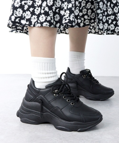 LOVEHUNTER(ラブハンター)の「LoveHunter /軽量約6.5cmソール 厚底ダッドスニーカー(1556)(スニーカー・レディース・ホワイト/ブラック/ブラック×ブラック・LL/3L/M/L/S)」の12枚目の写真