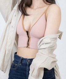 インナーレス パッド入りジップアップキャミソール