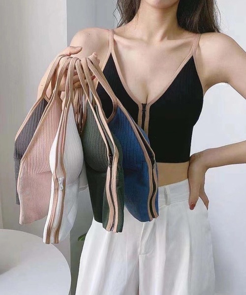 Anuenue（アヌエヌエ）の「インナーレス パッド入りジップアップキャミソール（キャミソール・レディース・B/F/A/C/D/E・FREE）」の19枚目の写真