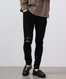 ダメージ加工 ストレッチデニムパンツ EXPECTATION