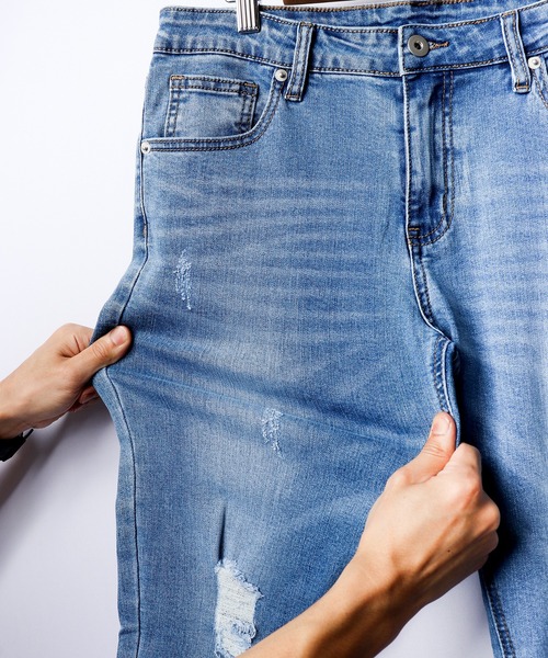 FUNALIVE（ファンアライブ）の「ダメージ加工 ストレッチデニムパンツ EXPECTATION（デニムパンツ・メンズ・ライトグレー/グレー/ブラック/インディゴブルー/ブルー/ダークブラック・M/L/XL/S）」の10枚目の写真