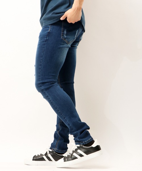 FUNALIVE（ファンアライブ）の「ダメージ加工 ストレッチデニムパンツ EXPECTATION（デニムパンツ・メンズ・ライトグレー/グレー/ブラック/インディゴブルー/ブルー/ダークブラック・M/L/XL/S）」の21枚目の写真