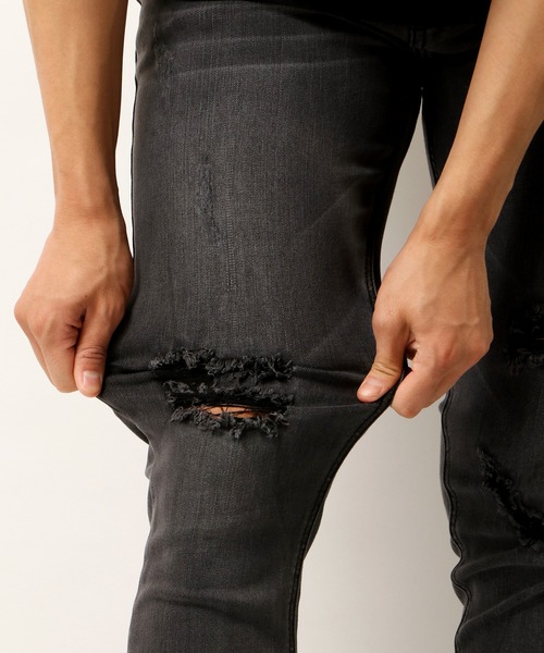 FUNALIVE（ファンアライブ）の「ダメージ加工 ストレッチデニムパンツ EXPECTATION（デニムパンツ・メンズ・ライトグレー/グレー/ブラック/インディゴブルー/ブルー/ダークブラック・M/L/XL/S）」の19枚目の写真