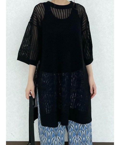 Lugnoncure(ルノンキュール)の「透かし編みプルオーバー(ニット/セーター・レディース・ブラック/グレー/オフホワイト・フリ-)」の3枚目の写真