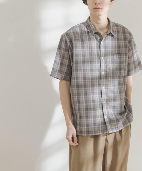 FORK&SPOON（フォークアンドスプーン）の「FORK&SPOON　コットンリネンボイルショートスリーブシャツ（シャツ/ブラウス・メンズ・アイボリー/グレー系その他/ブルー系その他・4/5）」の3枚目の写真
