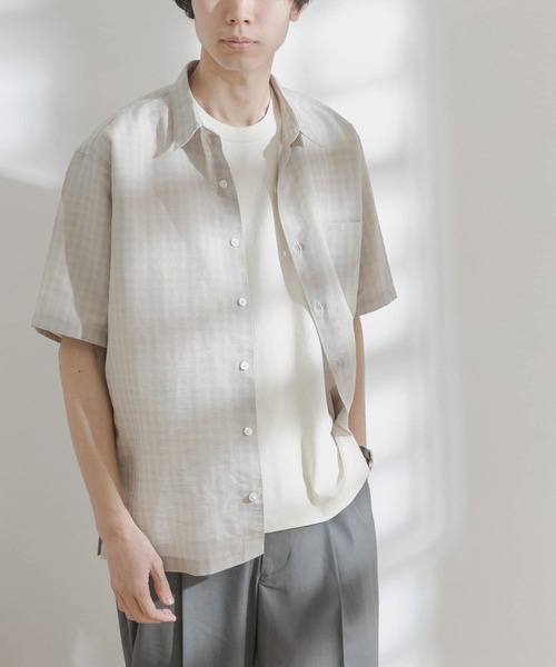 FORK&SPOON（フォークアンドスプーン）の「FORK&SPOON　コットンリネンボイルショートスリーブシャツ（シャツ/ブラウス・メンズ・アイボリー/グレー系その他/ブルー系その他・4/5）」の22枚目の写真