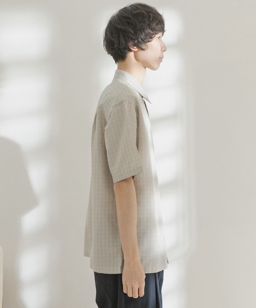 FORK&SPOON（フォークアンドスプーン）の「FORK&SPOON　コットンリネンボイルショートスリーブシャツ（シャツ/ブラウス・メンズ・アイボリー/グレー系その他/ブルー系その他・4/5）」の4枚目の写真