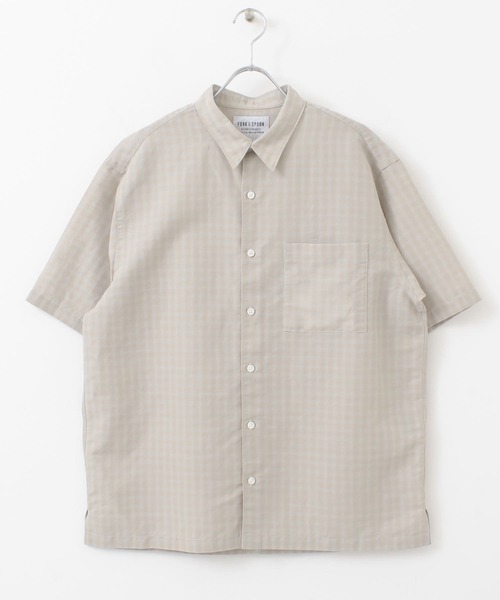FORK&SPOON（フォークアンドスプーン）の「FORK&SPOON　コットンリネンボイルショートスリーブシャツ（シャツ/ブラウス・メンズ・アイボリー/グレー系その他/ブルー系その他・4/5）」の8枚目の写真
