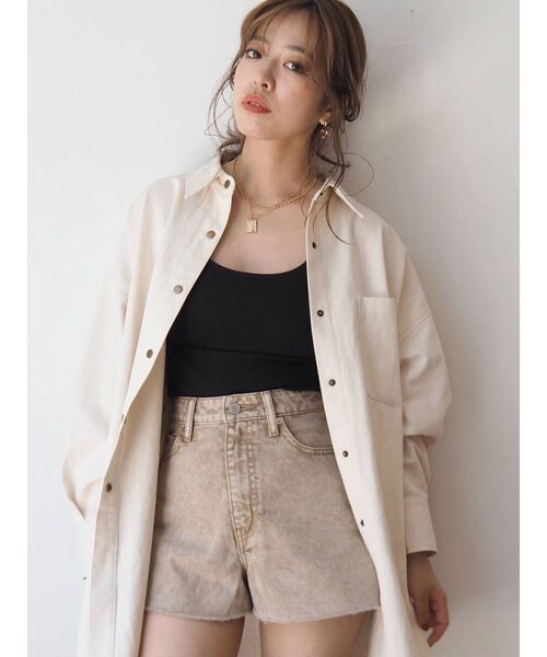 EVRIS（エヴリス）の「BASICデニムショートパンツ（デニムパンツ・レディース・カーキ/ベージュ/ブラウン・SMALL/MEDIUM）」の16枚目の写真