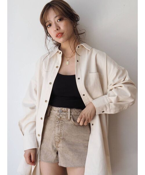 EVRIS（エヴリス）の「BASICデニムショートパンツ（デニムパンツ・レディース・カーキ/ベージュ/ブラウン・SMALL/MEDIUM）」の14枚目の写真