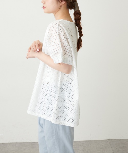 PUAL CE CIN(ピュアルセシン)の「【WEB限定】カットワークレース刺繍ブラウス(シャツ/ブラウス・レディース・ホワイト/ブラック・FREE)」の6枚目の写真