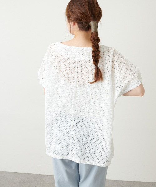 PUAL CE CIN(ピュアルセシン)の「【WEB限定】カットワークレース刺繍ブラウス(シャツ/ブラウス・レディース・ホワイト/ブラック・FREE)」の8枚目の写真