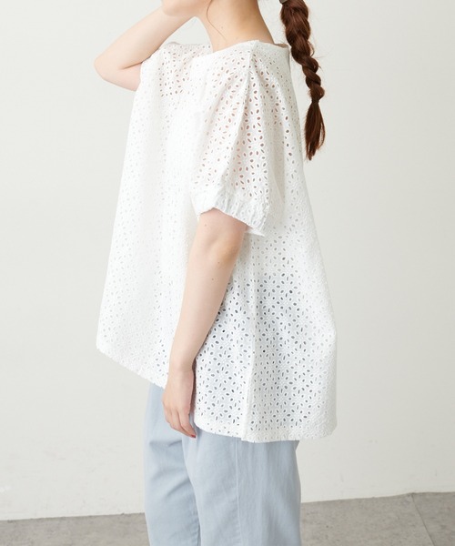 PUAL CE CIN(ピュアルセシン)の「【WEB限定】カットワークレース刺繍ブラウス(シャツ/ブラウス・レディース・ホワイト/ブラック・FREE)」の7枚目の写真