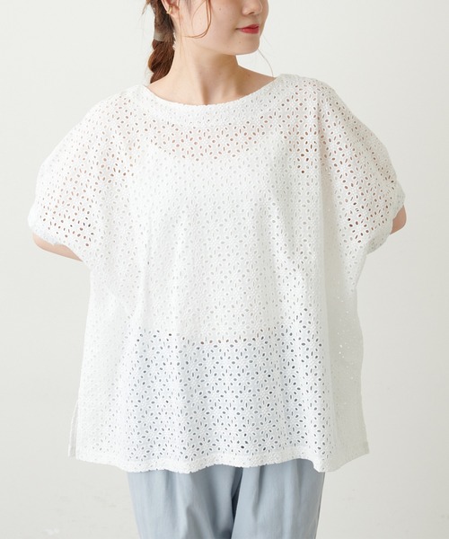 PUAL CE CIN(ピュアルセシン)の「【WEB限定】カットワークレース刺繍ブラウス(シャツ/ブラウス・レディース・ホワイト/ブラック・FREE)」の4枚目の写真