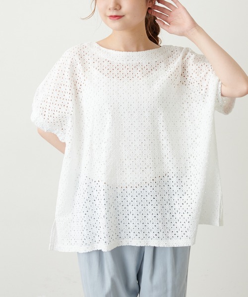 PUAL CE CIN(ピュアルセシン)の「【WEB限定】カットワークレース刺繍ブラウス(シャツ/ブラウス・レディース・ホワイト/ブラック・FREE)」の5枚目の写真