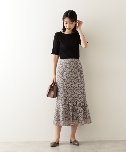 NATURAL BEAUTY BASIC（ナチュラルビューティーベーシック）の「三角テレコカットソー五分袖/0171260810（Tシャツ/カットソー・レディース・ブラック/ベージュ/ブルー・MEDIUM）」の20枚目の写真