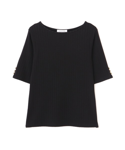 NATURAL BEAUTY BASIC（ナチュラルビューティーベーシック）の「三角テレコカットソー五分袖/0171260810（Tシャツ/カットソー・レディース・ブラック/ベージュ/ブルー・MEDIUM）」の9枚目の写真