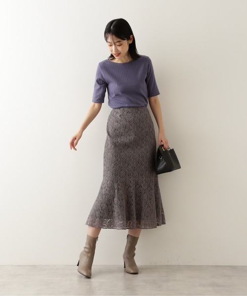 NATURAL BEAUTY BASIC（ナチュラルビューティーベーシック）の「三角テレコカットソー五分袖/0171260810（Tシャツ/カットソー・レディース・ブラック/ベージュ/ブルー・MEDIUM）」の10枚目の写真