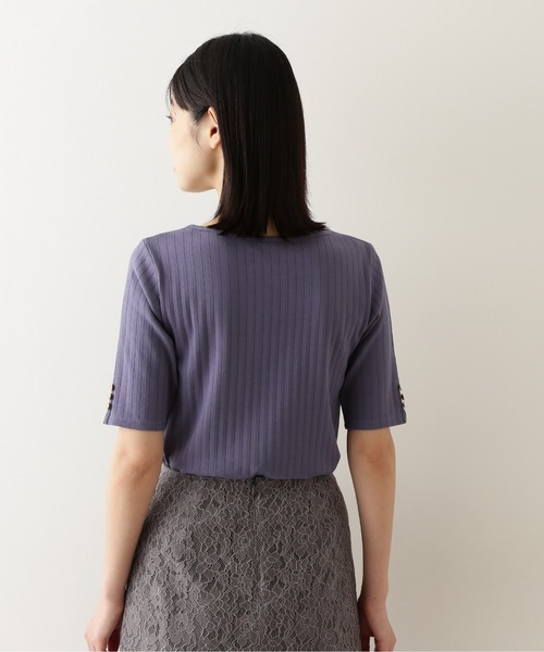 NATURAL BEAUTY BASIC（ナチュラルビューティーベーシック）の「三角テレコカットソー五分袖/0171260810（Tシャツ/カットソー・レディース・ブラック/ベージュ/ブルー・MEDIUM）」の12枚目の写真