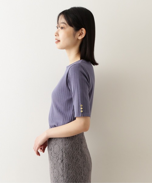 NATURAL BEAUTY BASIC（ナチュラルビューティーベーシック）の「三角テレコカットソー五分袖/0171260810（Tシャツ/カットソー・レディース・ブラック/ベージュ/ブルー・MEDIUM）」の14枚目の写真