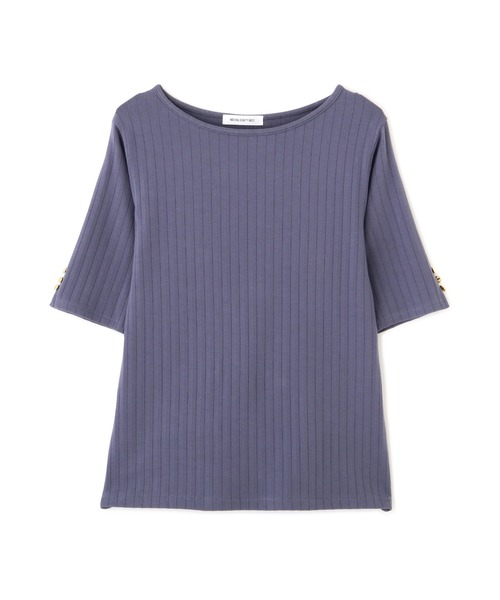 NATURAL BEAUTY BASIC（ナチュラルビューティーベーシック）の「三角テレコカットソー五分袖/0171260810（Tシャツ/カットソー・レディース・ブラック/ベージュ/ブルー・MEDIUM）」の22枚目の写真