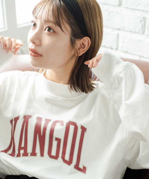 KANGOL（カンゴール）の「【KANGOL】ショート丈ロゴロンＴ（Tシャツ/カットソー・レディース・ホワイト/グリーン/ブラック・L/M）」の6枚目の写真