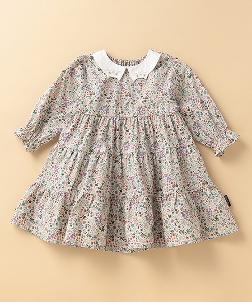 kladskap（クレードスコープ）の「ネコ衿ティアード8分袖ワンピース（ワンピース・キッズ・マルチ/レッド・100cm/80ｃｍ/110cm/120cm/90cm）」の2枚目の写真