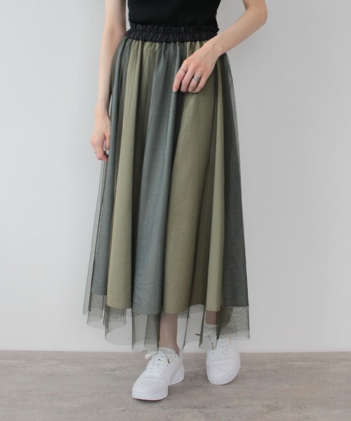 TITE IN THE STORE（ティテ　インザ　ストア）の「配色切替チュールドッキングスカート（スカート・レディース・ブラウン・38）」の4枚目の写真