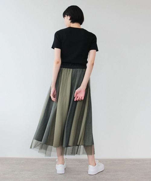 TITE IN THE STORE（ティテ　インザ　ストア）の「配色切替チュールドッキングスカート（スカート・レディース・ブラウン・38）」の5枚目の写真