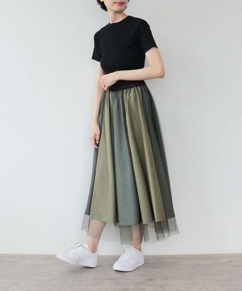 TITE IN THE STORE（ティテ　インザ　ストア）の「配色切替チュールドッキングスカート（スカート・レディース・ブラウン・38）」の6枚目の写真