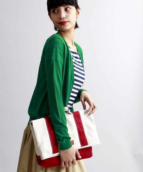 WEGO(ウィゴー)の「WEGO/キャンバスクラッチバッグ(クラッチバッグ・レディース・ネイビー/ワイン・FREE)」の1枚目の写真