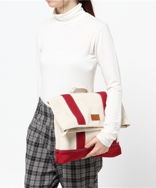 WEGO(ウィゴー)の「WEGO/キャンバスクラッチバッグ(クラッチバッグ・レディース・ネイビー/ワイン・FREE)」の4枚目の写真