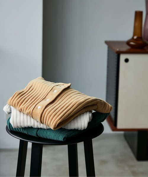 SALON adam et rope'(サロン アダム エ ロペ)の「【極上の肌ざわり】2WAYリブプルオーバー -CreamyCotton /クリーミーコットン-(カーディガン/ボレロ・レディース・ベージュ/オフホワイト/グリーン・FREE)」の1枚目の写真