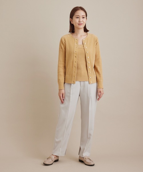 SALON adam et rope'(サロン アダム エ ロペ)の「【極上の肌ざわり】2WAYリブプルオーバー -CreamyCotton /クリーミーコットン-(カーディガン/ボレロ・レディース・ベージュ/オフホワイト/グリーン・FREE)」の8枚目の写真