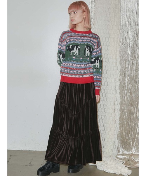 merry jenny（メリージェニー）の「ベロアティアードスカート（スカート・レディース・ブラック/ブラウン/カーキ・FREE）」の5枚目の写真