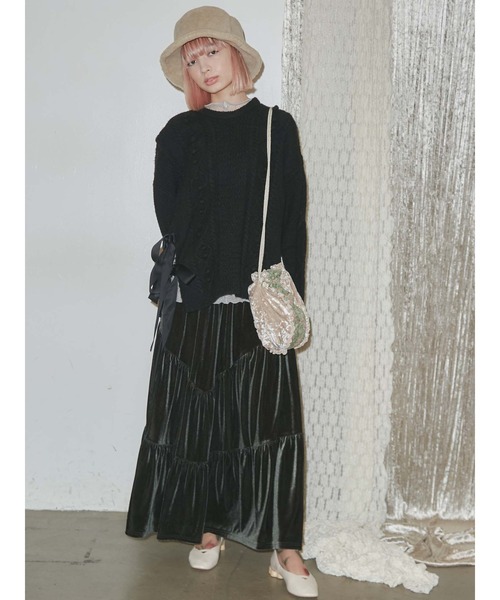 merry jenny（メリージェニー）の「ベロアティアードスカート（スカート・レディース・ブラック/ブラウン/カーキ・FREE）」の7枚目の写真