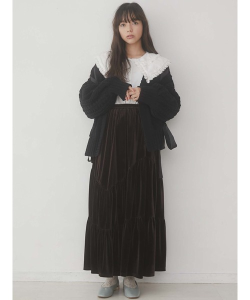 merry jenny（メリージェニー）の「ベロアティアードスカート（スカート・レディース・ブラック/ブラウン/カーキ・FREE）」の8枚目の写真
