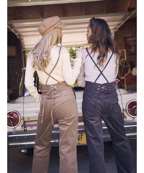 To the sea(トゥーザシー)の「チェックドコーデュロイサロペットパンツ(その他パンツ・レディース・ブラック/ベージュ・SMALL/MEDIUM)」の11枚目の写真