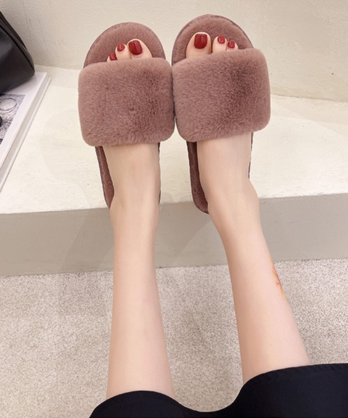 FREE BLUES（フリーブルース）の「あったか　ファースリッパ（ルームシューズ/スリッパ・レディース・ブラック/ライトピンク/キャメル/ライトパープル/グレイッシュブルー・MEDIUM/LARGE/SMALL）」の17枚目の写真