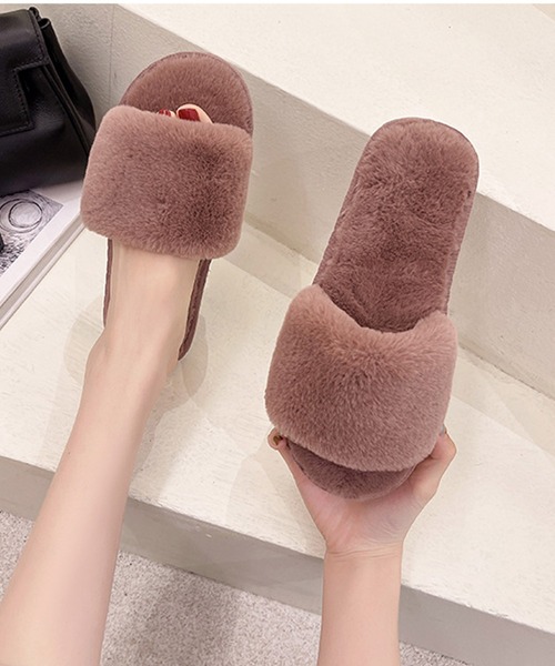 FREE BLUES（フリーブルース）の「あったか　ファースリッパ（ルームシューズ/スリッパ・レディース・ブラック/ライトピンク/キャメル/ライトパープル/グレイッシュブルー・MEDIUM/LARGE/SMALL）」の21枚目の写真