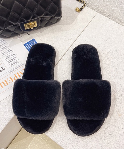 FREE BLUES（フリーブルース）の「あったか　ファースリッパ（ルームシューズ/スリッパ・レディース・ブラック/ライトピンク/キャメル/ライトパープル/グレイッシュブルー・MEDIUM/LARGE/SMALL）」の13枚目の写真