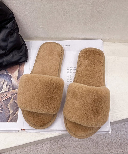 FREE BLUES（フリーブルース）の「あったか　ファースリッパ（ルームシューズ/スリッパ・レディース・ブラック/ライトピンク/キャメル/ライトパープル/グレイッシュブルー・MEDIUM/LARGE/SMALL）」の16枚目の写真