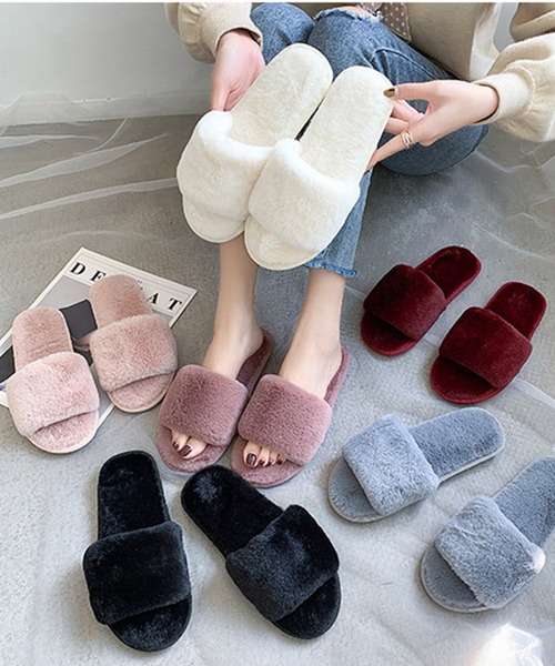 FREE BLUES（フリーブルース）の「あったか　ファースリッパ（ルームシューズ/スリッパ・レディース・ブラック/ライトピンク/キャメル/ライトパープル/グレイッシュブルー・MEDIUM/LARGE/SMALL）」の7枚目の写真