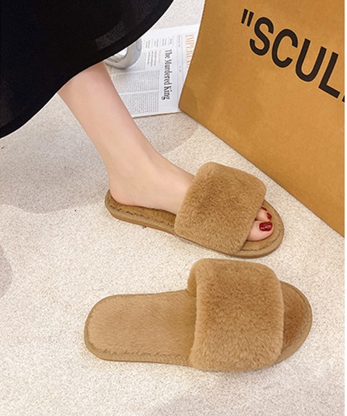 FREE BLUES（フリーブルース）の「あったか　ファースリッパ（ルームシューズ/スリッパ・レディース・ブラック/ライトピンク/キャメル/ライトパープル/グレイッシュブルー・MEDIUM/LARGE/SMALL）」の14枚目の写真