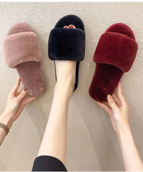 FREE BLUES（フリーブルース）の「あったか　ファースリッパ（ルームシューズ/スリッパ・レディース・ブラック/ライトピンク/キャメル/ライトパープル/グレイッシュブルー・MEDIUM/LARGE/SMALL）」の18枚目の写真