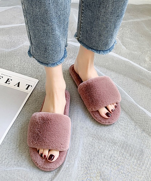 FREE BLUES（フリーブルース）の「あったか　ファースリッパ（ルームシューズ/スリッパ・レディース・ブラック/ライトピンク/キャメル/ライトパープル/グレイッシュブルー・MEDIUM/LARGE/SMALL）」の19枚目の写真