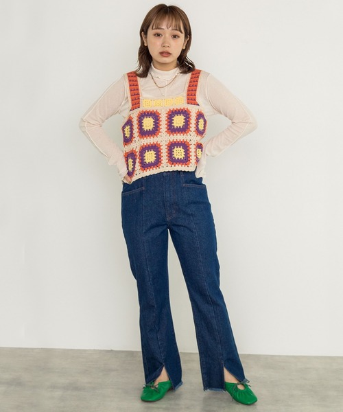 w closet（ダブルクローゼット）の「モチーフベスト+シアータートルプルオーバーSET（ニット/セーター・レディース・ブラック/キナリ/ブラウン・FREE）」の4枚目の写真